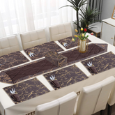 14 Pcs Quilted Velvet Table Runner Set Ethereal Brown